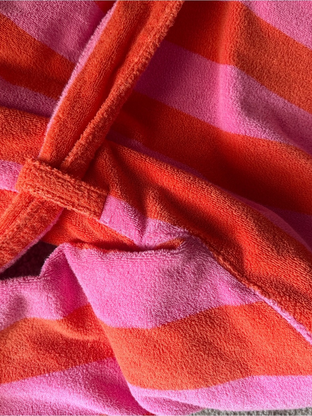 Hommey Striped Pink & Orange Plush Bathrobe - Picture 9 of 10